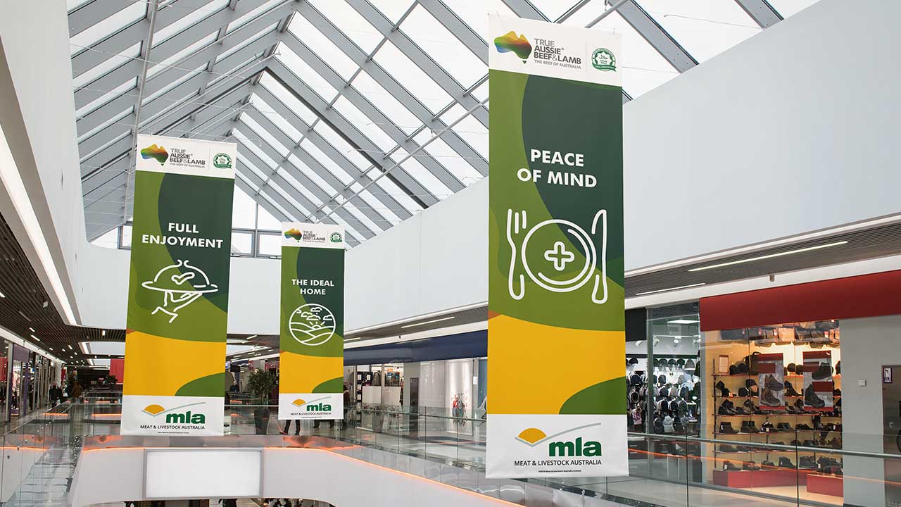 The Aussie Beef hanging banners print sample