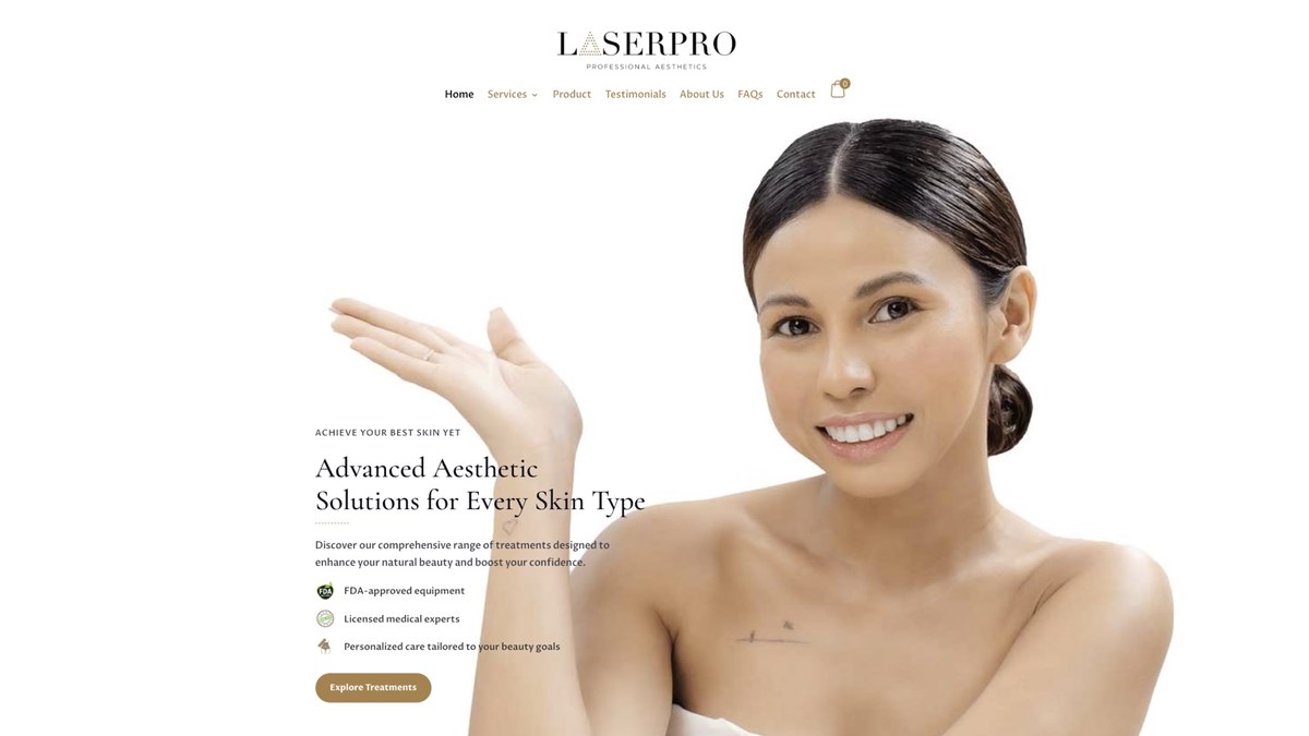 Laser Pro website mockup