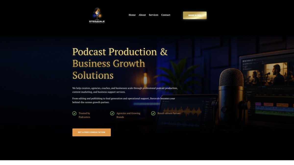 Steravale website mockup